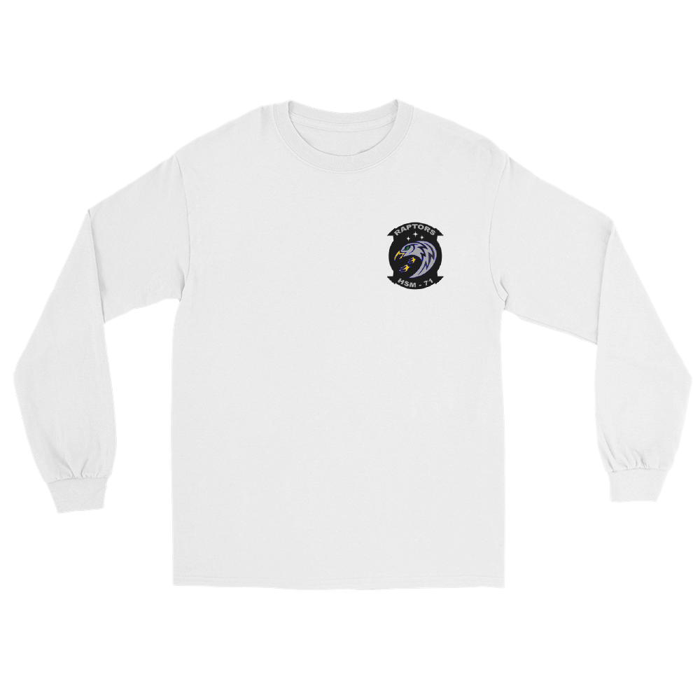 HSM-71 Raptors Squadron Crest Long Sleeve T-Shirt – front view, white