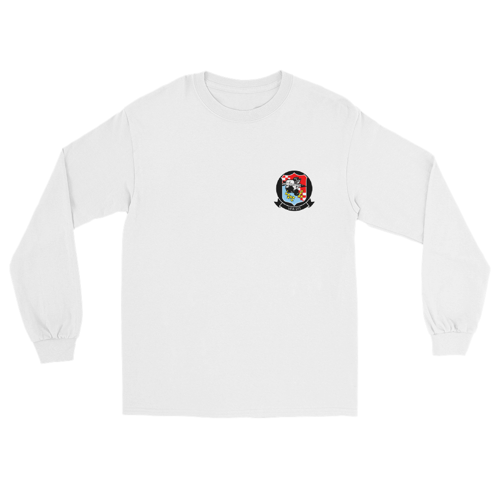 VFA-211 Checkmates Squadron Crest Long Sleeve T-Shirt – front view, white