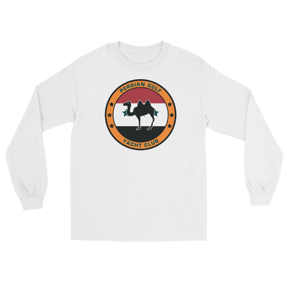 Persian Gulf Yacht Club (c) Long Sleeve Shirt – front view, white