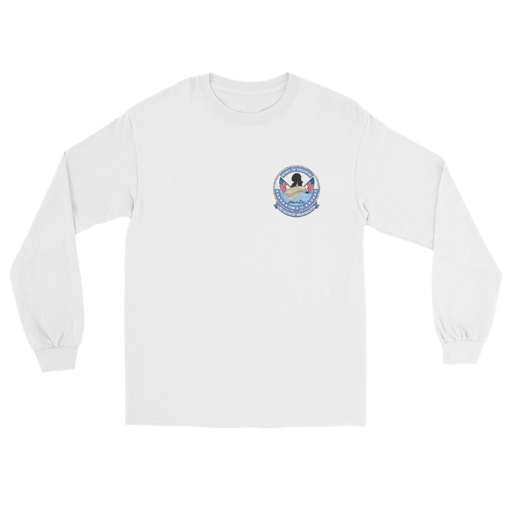 USS George Washington (CVN-73) Ship's Crest Long Sleeve Shirt – front view, white