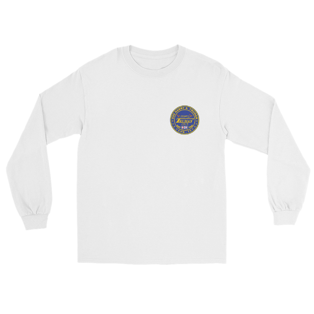 USS Harry S. Truman (CVN-75) Ship's Crest Long Sleeve T-Shirt – front view, white