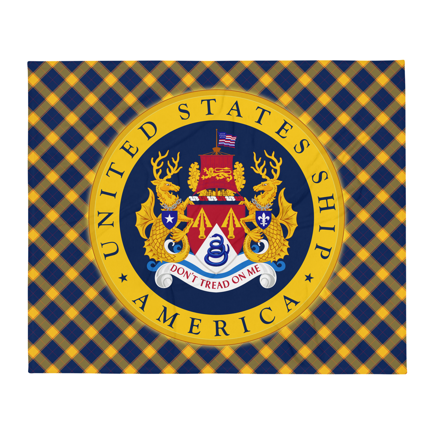 USS America (CVA/CV-66) Ship's Crest Throw Blanket – front view, 50x60