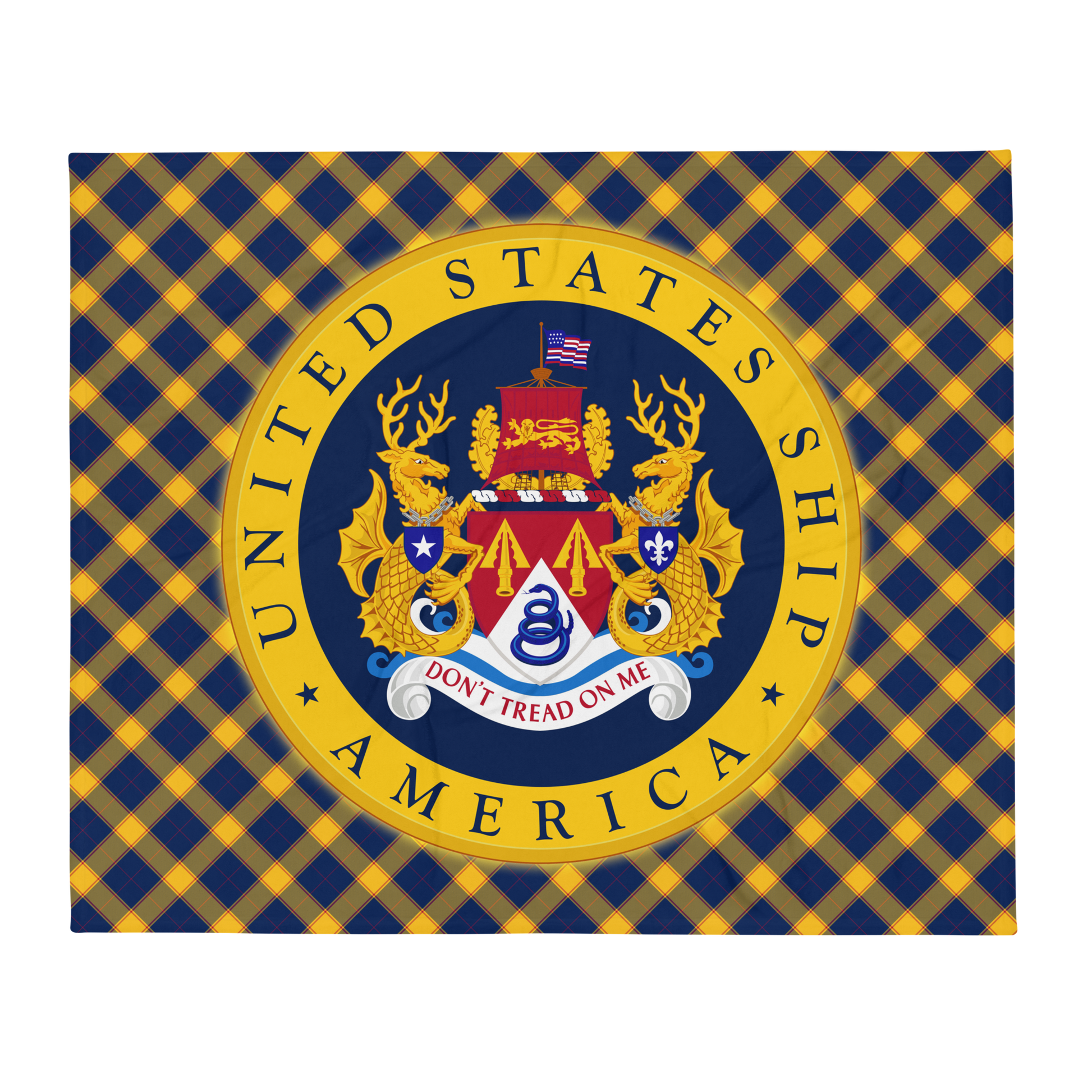 USS America (CVA/CV-66) Ship's Crest Throw Blanket – front view, 50x60