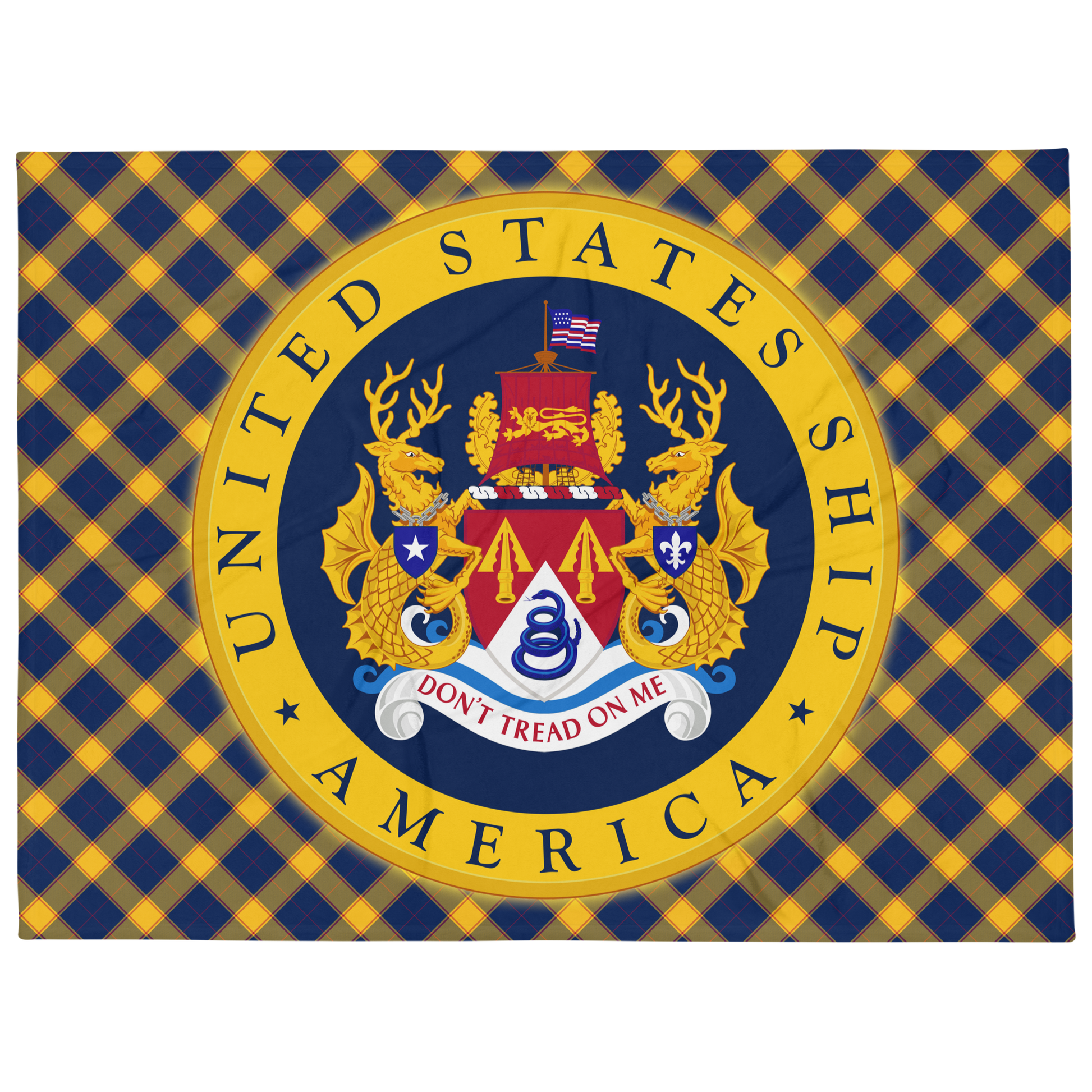 USS America (CVA/CV-66) Ship's Crest Throw Blanket – front view, 60x80
