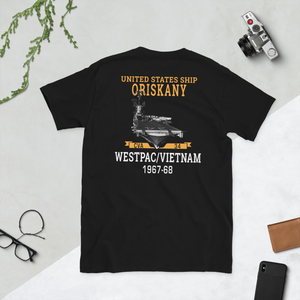 USS Oriskany (CVA-34) 1967-68 WESTPAC/VIETNAM Short-Sleeve Unisex T-Shirt – back view, black