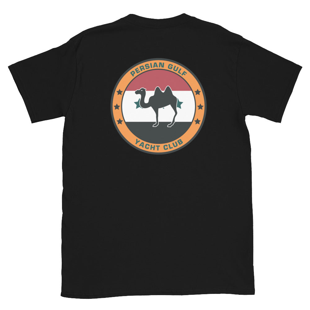 USS Dwight D. Eisenhower (CVN-69) Persian Gulf Yacht Club Shirt – back view, black