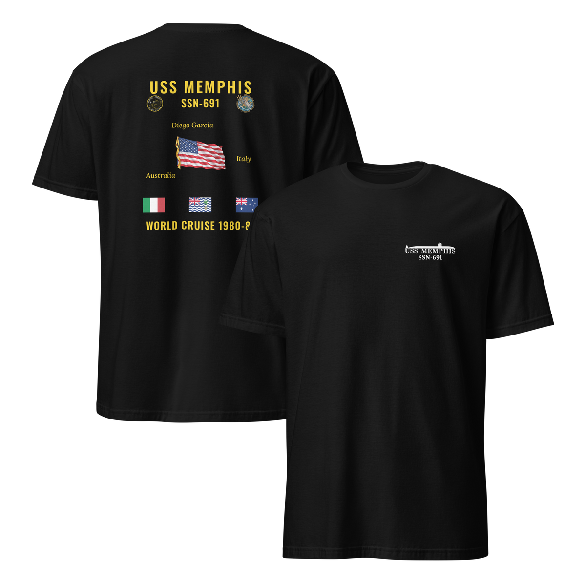 USS Memphis (SSN-691) 1980-81 World Cruise Shirt