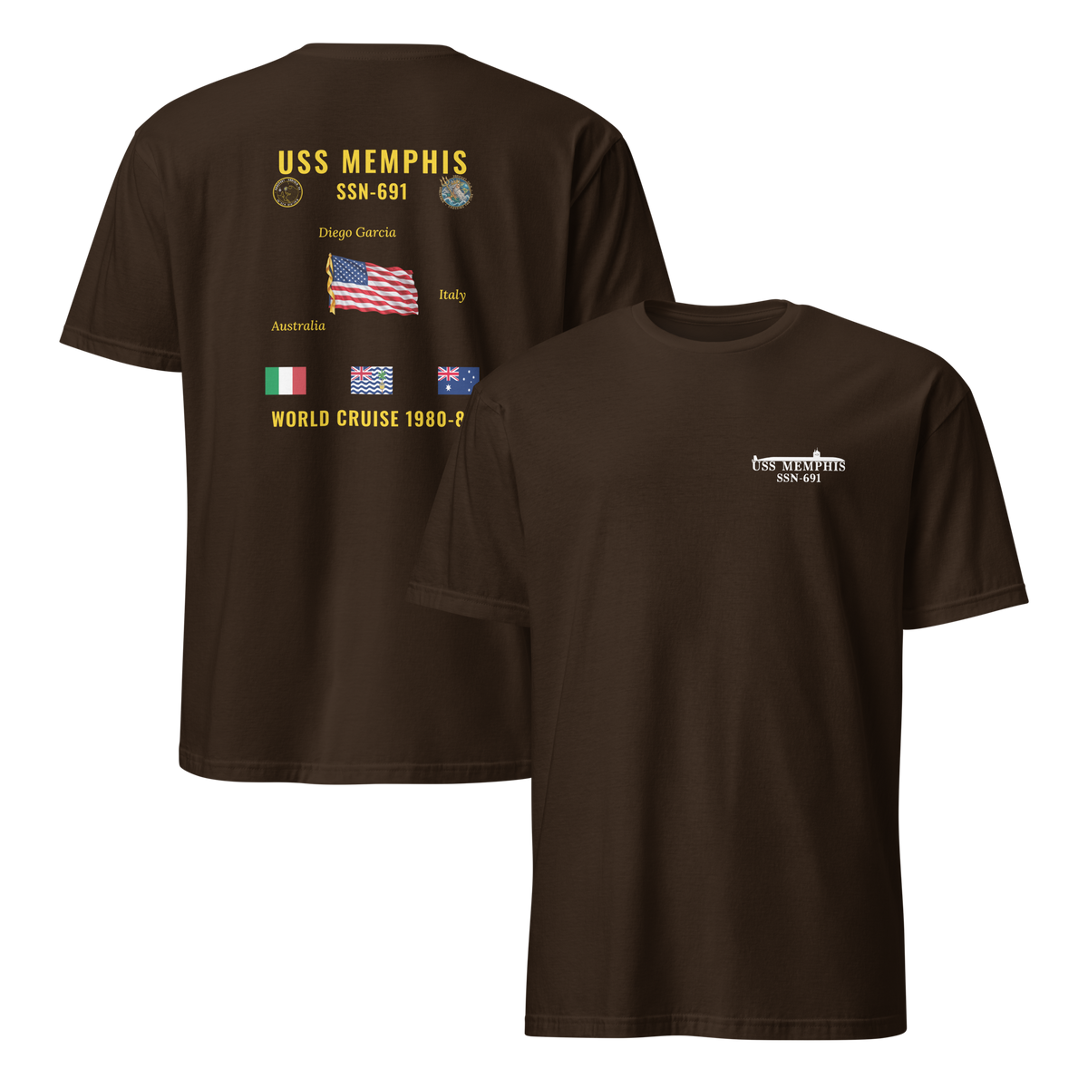 USS Memphis (SSN-691) 1980-81 World Cruise Shirt