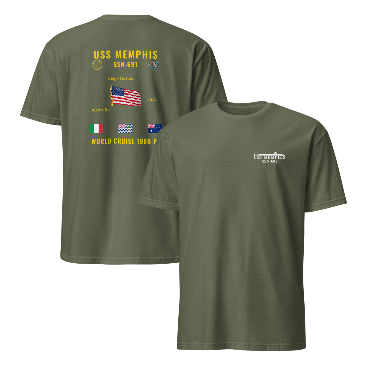USS Memphis (SSN-691) 1980-81 World Cruise Shirt