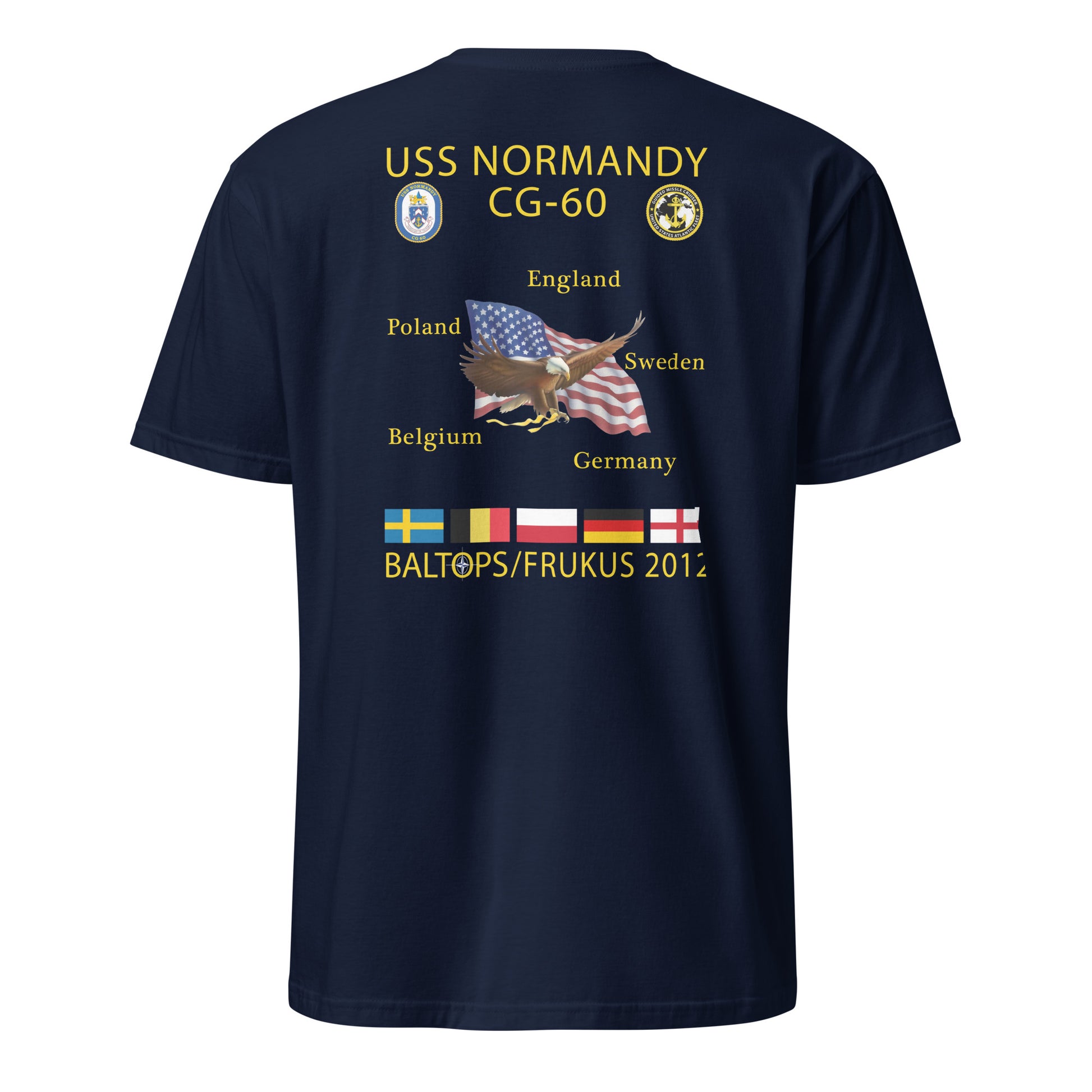 USS Normandy (CG-60) 2012 Cruise Shirt – back view, navy