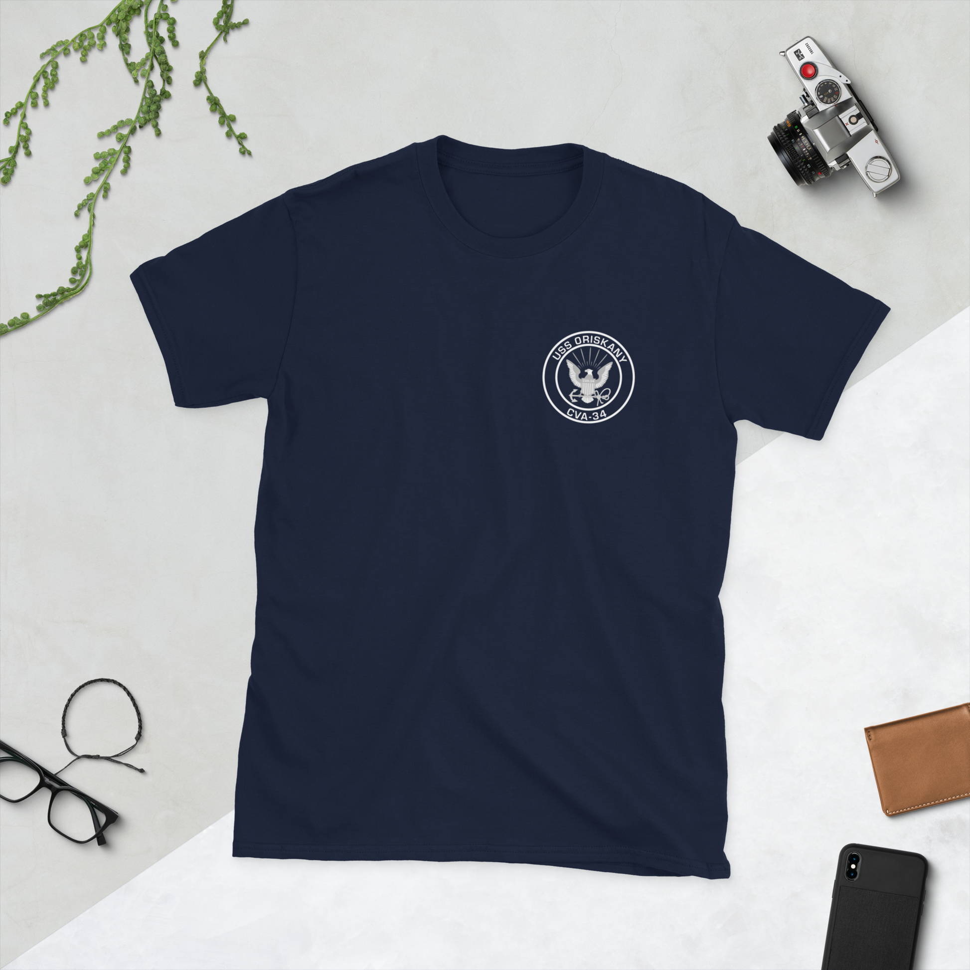 USS Oriskany (CVA-34) 1967-68 WESTPAC/VIETNAM Short-Sleeve Unisex T-Shirt – front view, navy