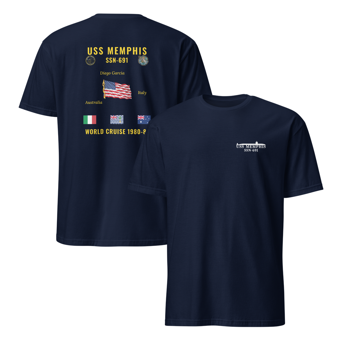 USS Memphis (SSN-691) 1980-81 World Cruise Shirt
