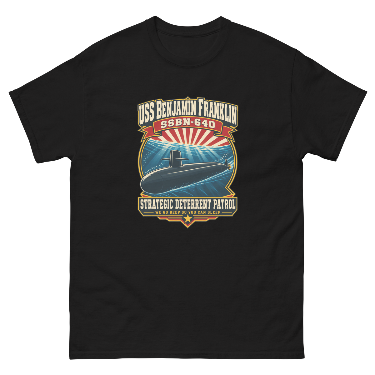 USS Benjamin Franklin (SSBN-640) Deterrent Patrol Shirt - Retro