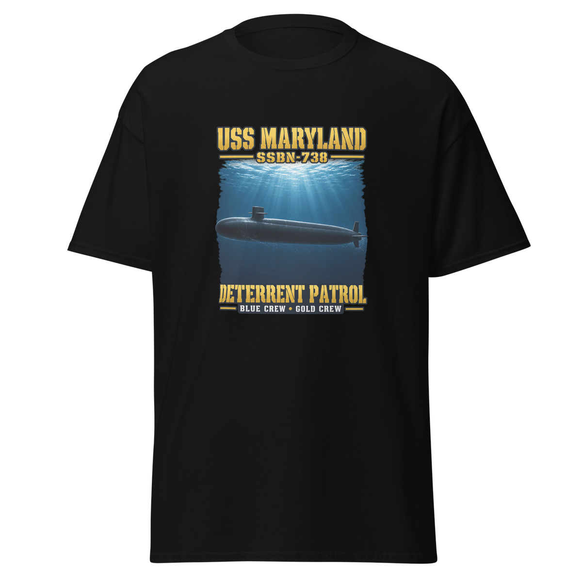 USS Maryland (SSBN-738) Deterrent Patrol Shirt - Deep Water