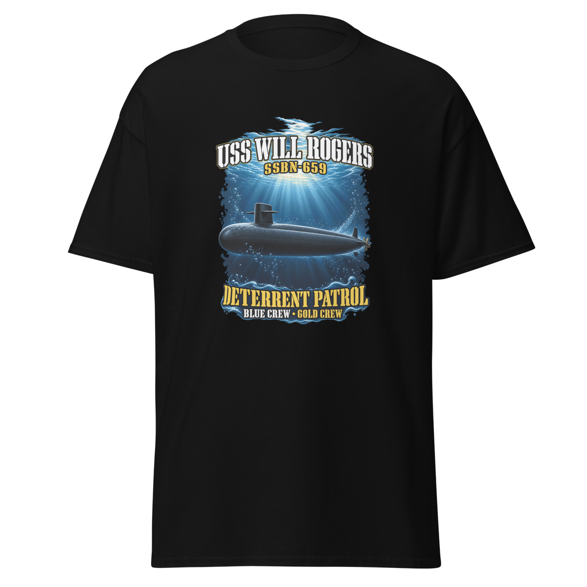 USS Will Rogers (SSBN-659) Deterrent Patrol Shirt - Deep Water
