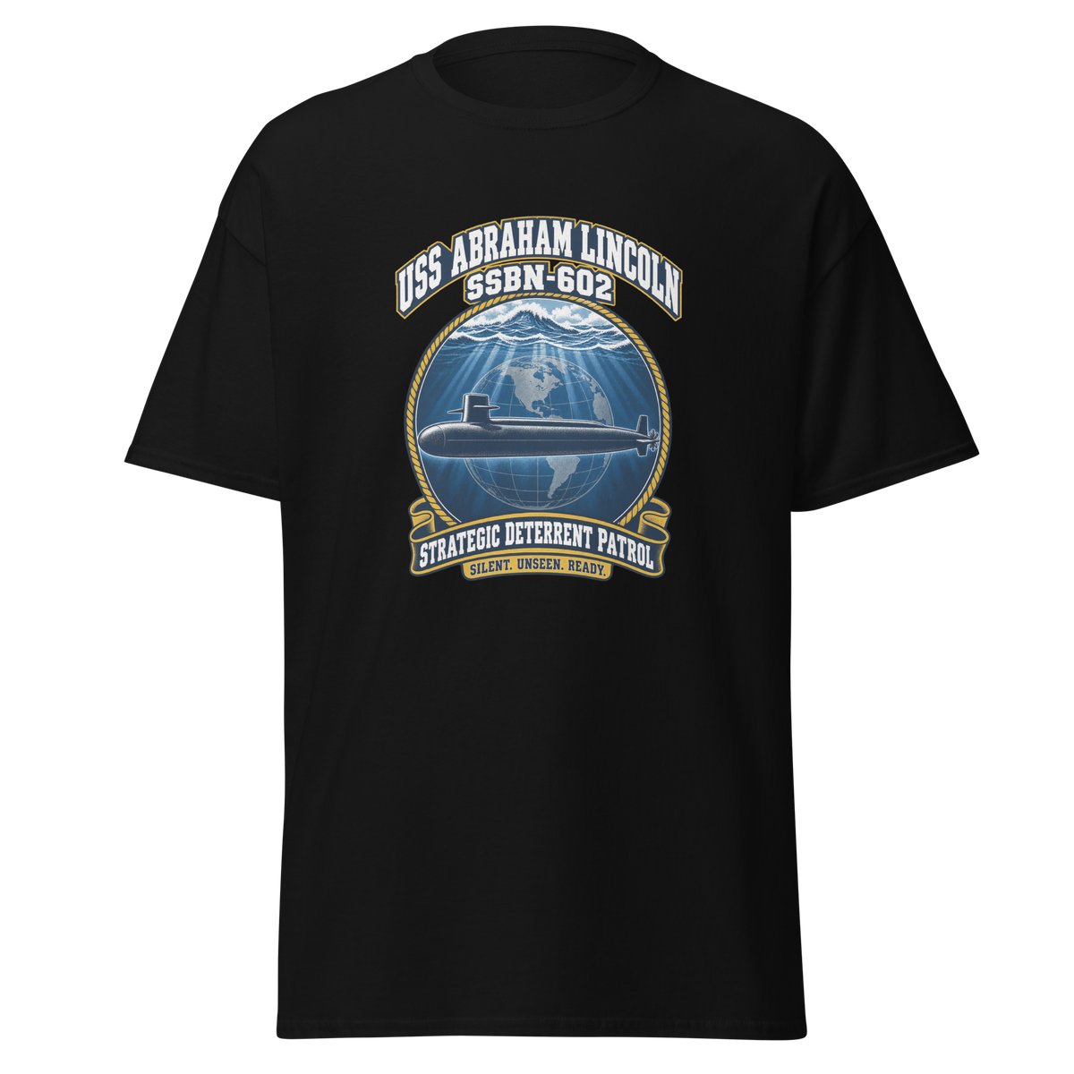 USS Abraham Lincoln (SSBN-602) Deterrent Patrol Shirt - Emblem