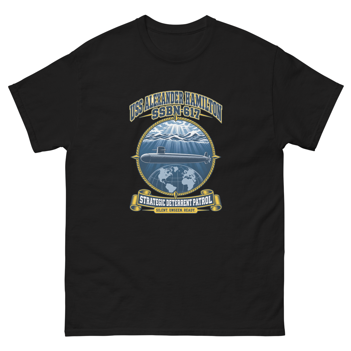 USS Alexander Hamilton (SSBN-617) Deterrent Patrol Shirt - Emblem