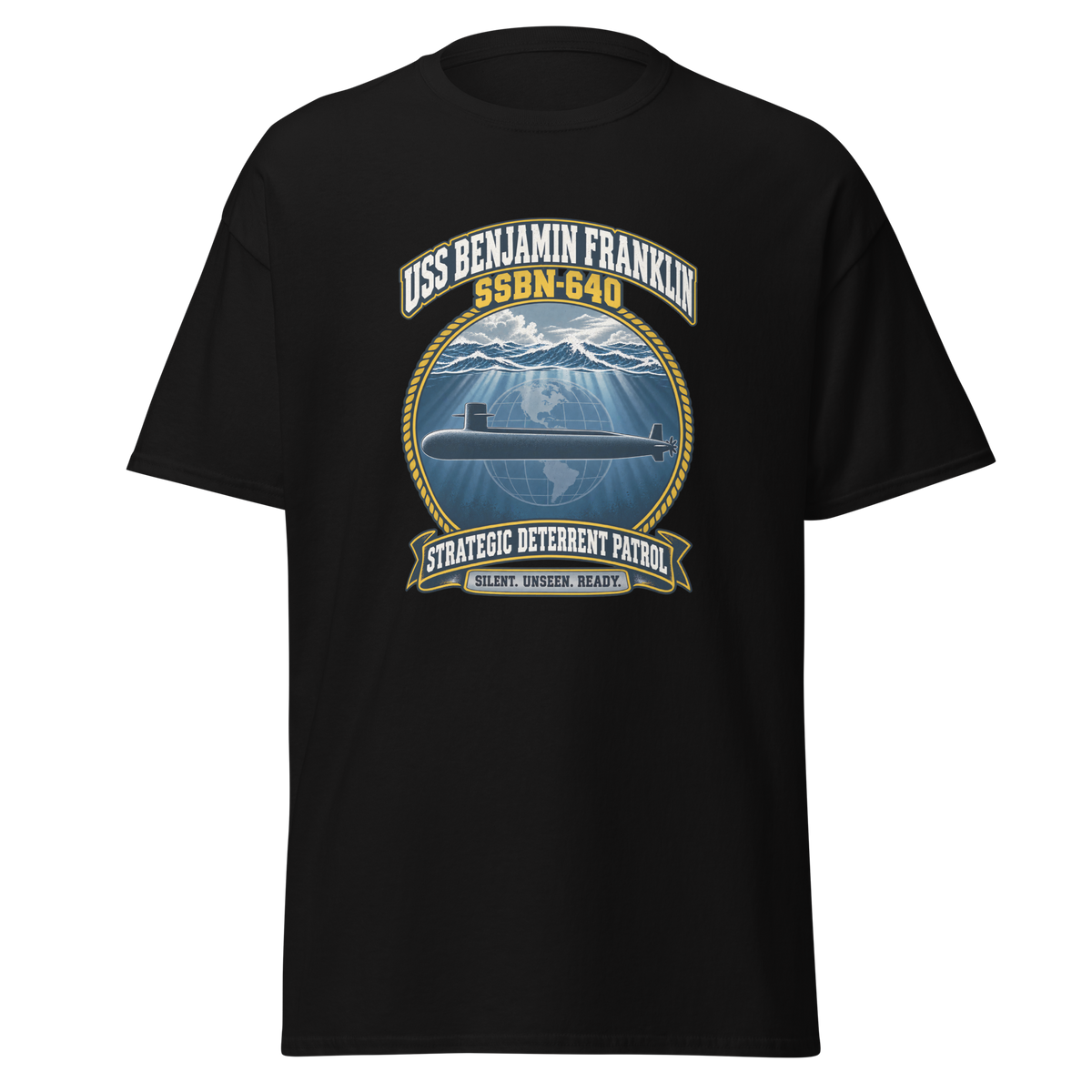 USS Benjamin Franklin (SSBN-640) Deterrent Patrol Shirt - Emblem