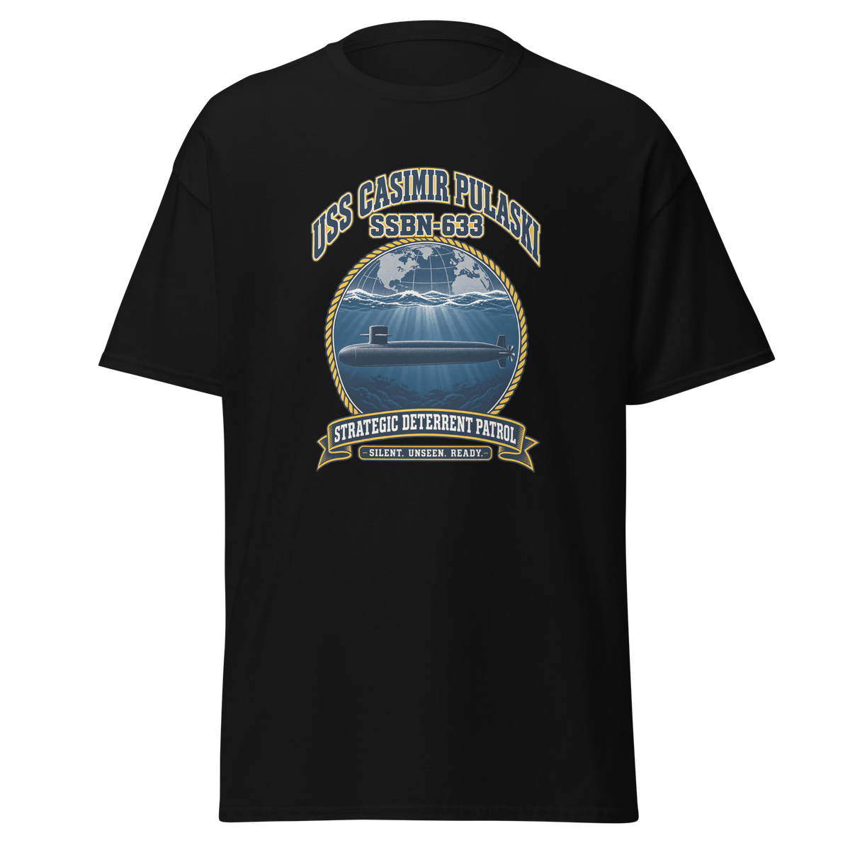 USS Casimir Pulaski (SSBN-633) Deterrent Patrol Shirt - Emblem