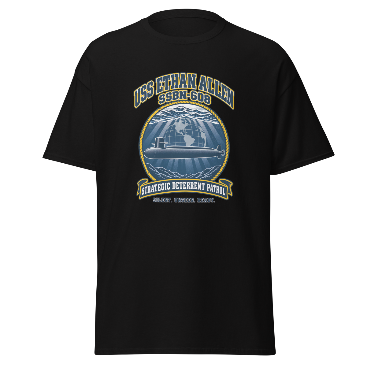 USS Ethan Allen (SSBN-608) Deterrent Patrol Shirt - Emblem