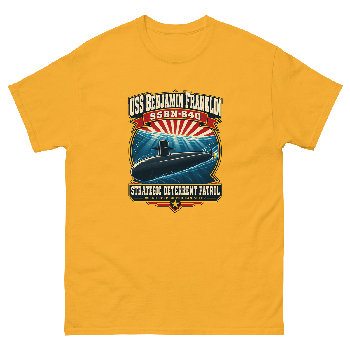 USS Benjamin Franklin (SSBN-640) Deterrent Patrol Shirt - Retro