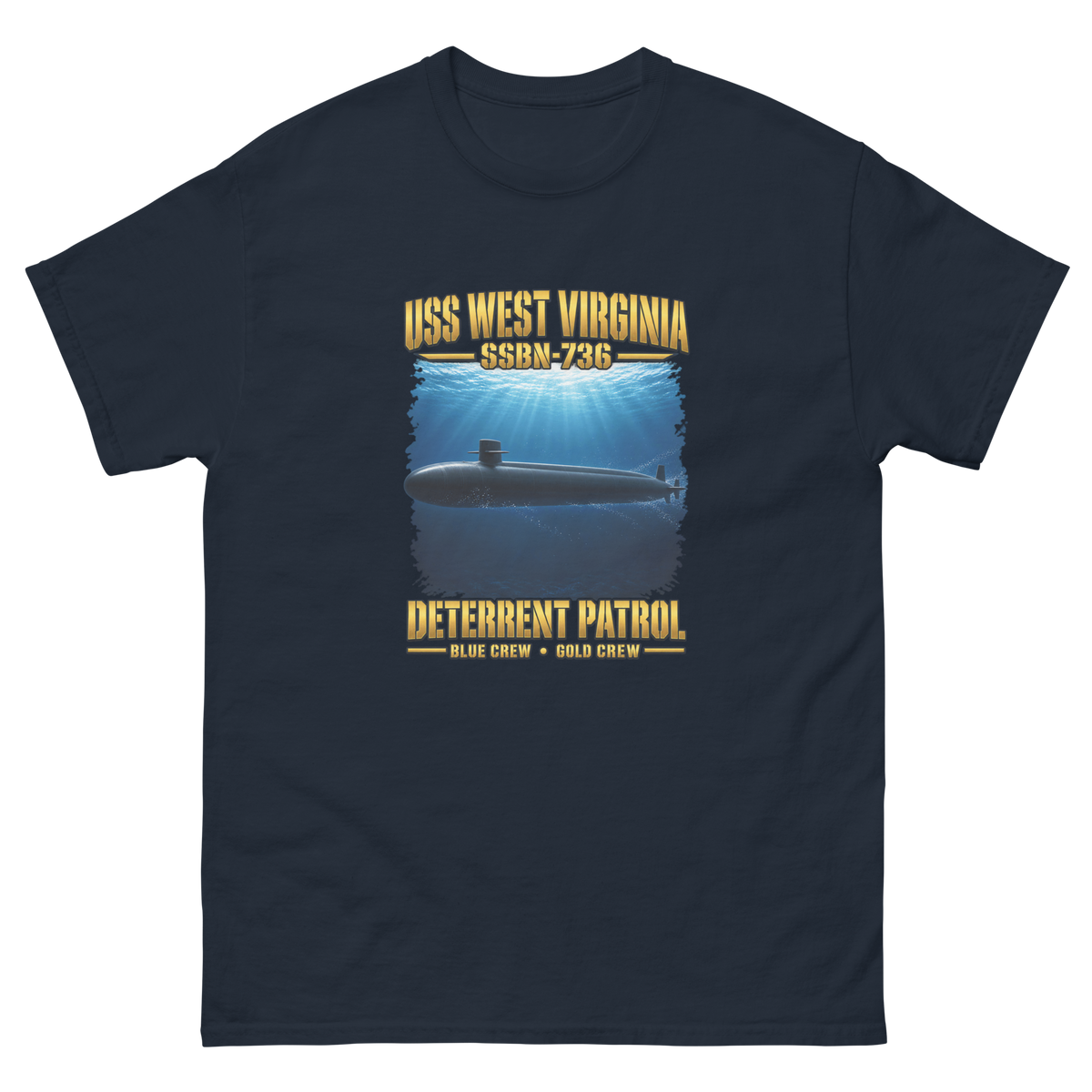 USS West Virginia (SSBN-736) Deterrent Patrol Shirt - Deep Water