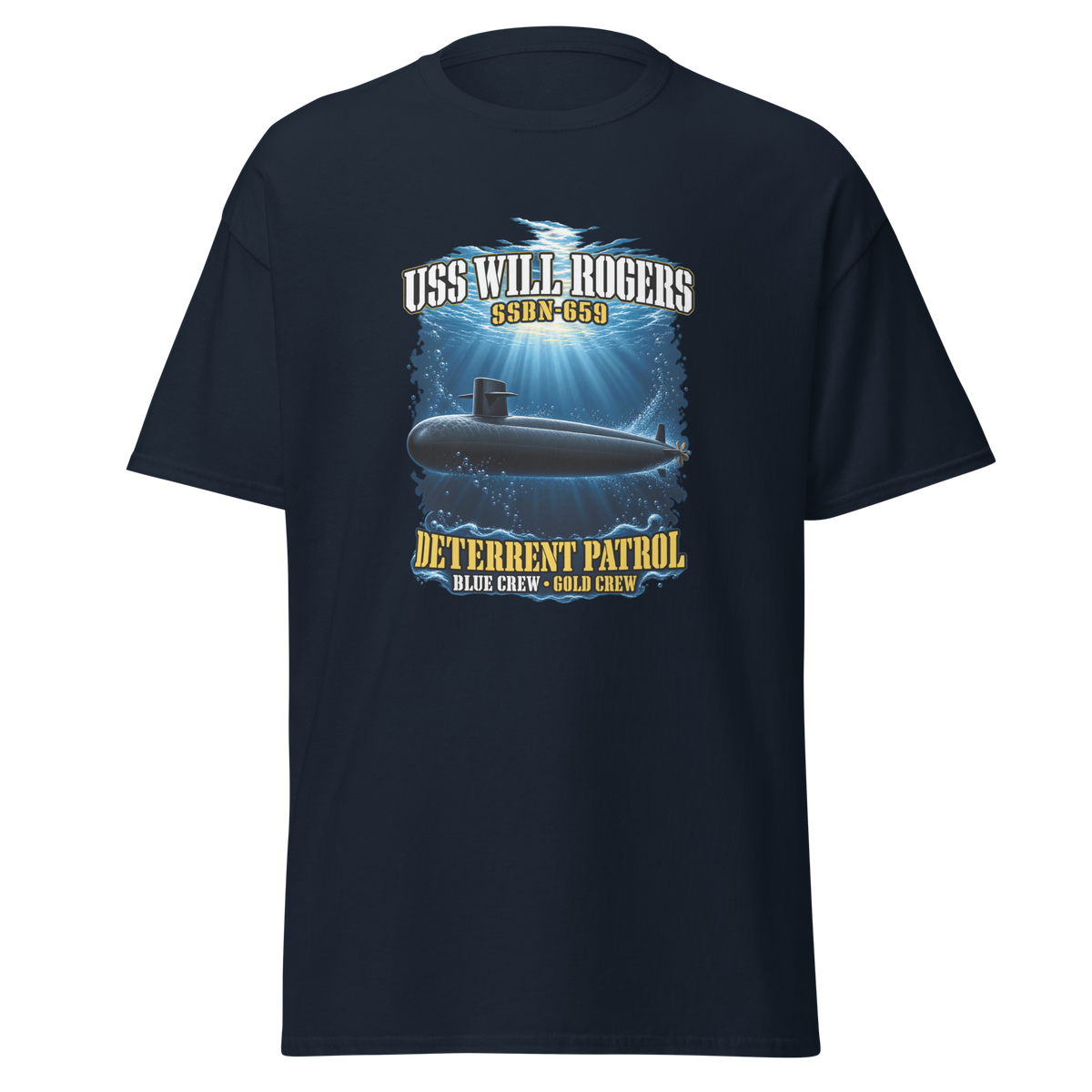 USS Will Rogers (SSBN-659) Deterrent Patrol Shirt - Deep Water