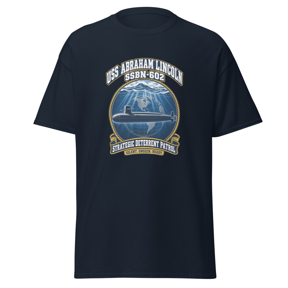 USS Abraham Lincoln (SSBN-602) Deterrent Patrol Shirt - Emblem