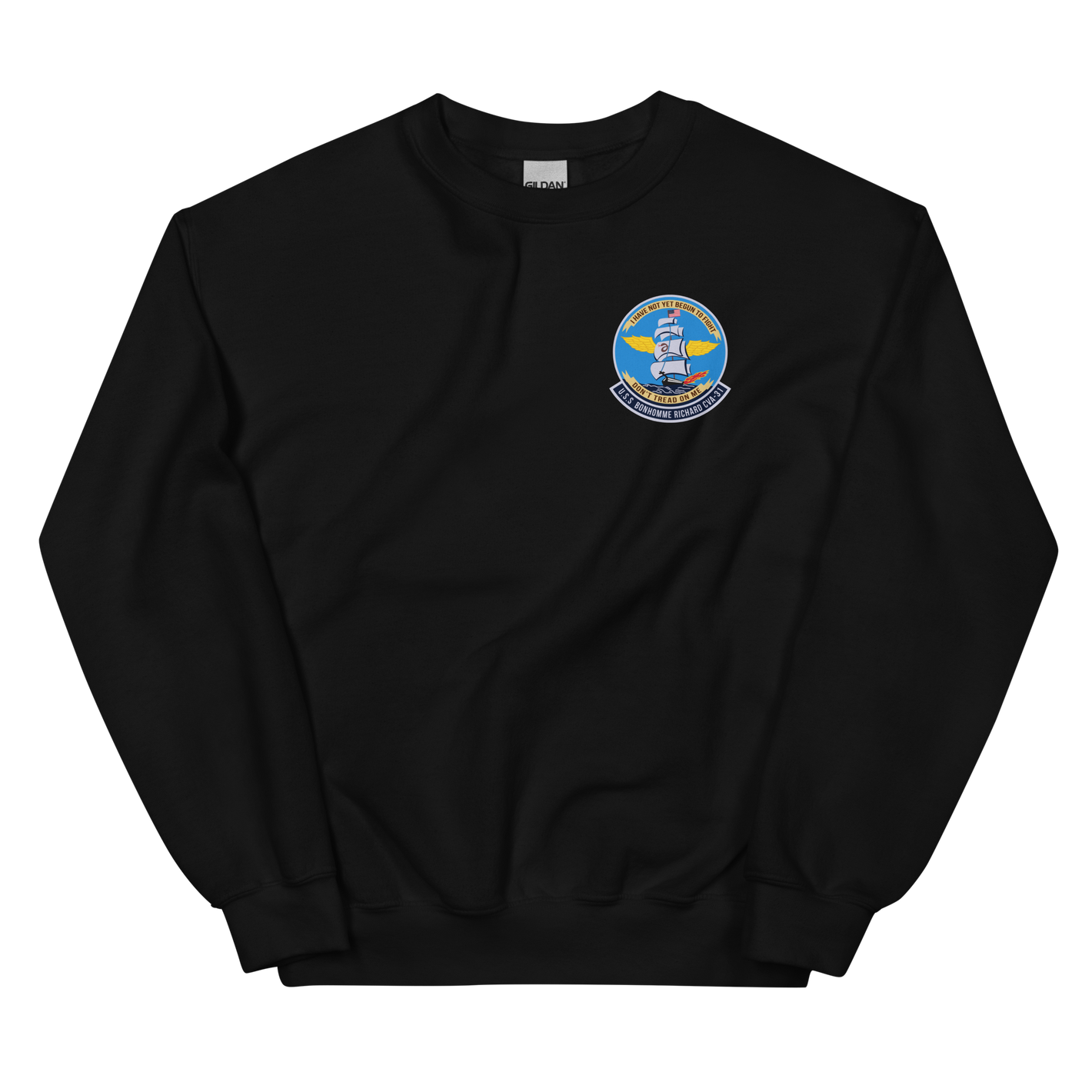 USS Bonhomme Richard (CVA-31) Ship's Crest Sweatshirt – front view, black