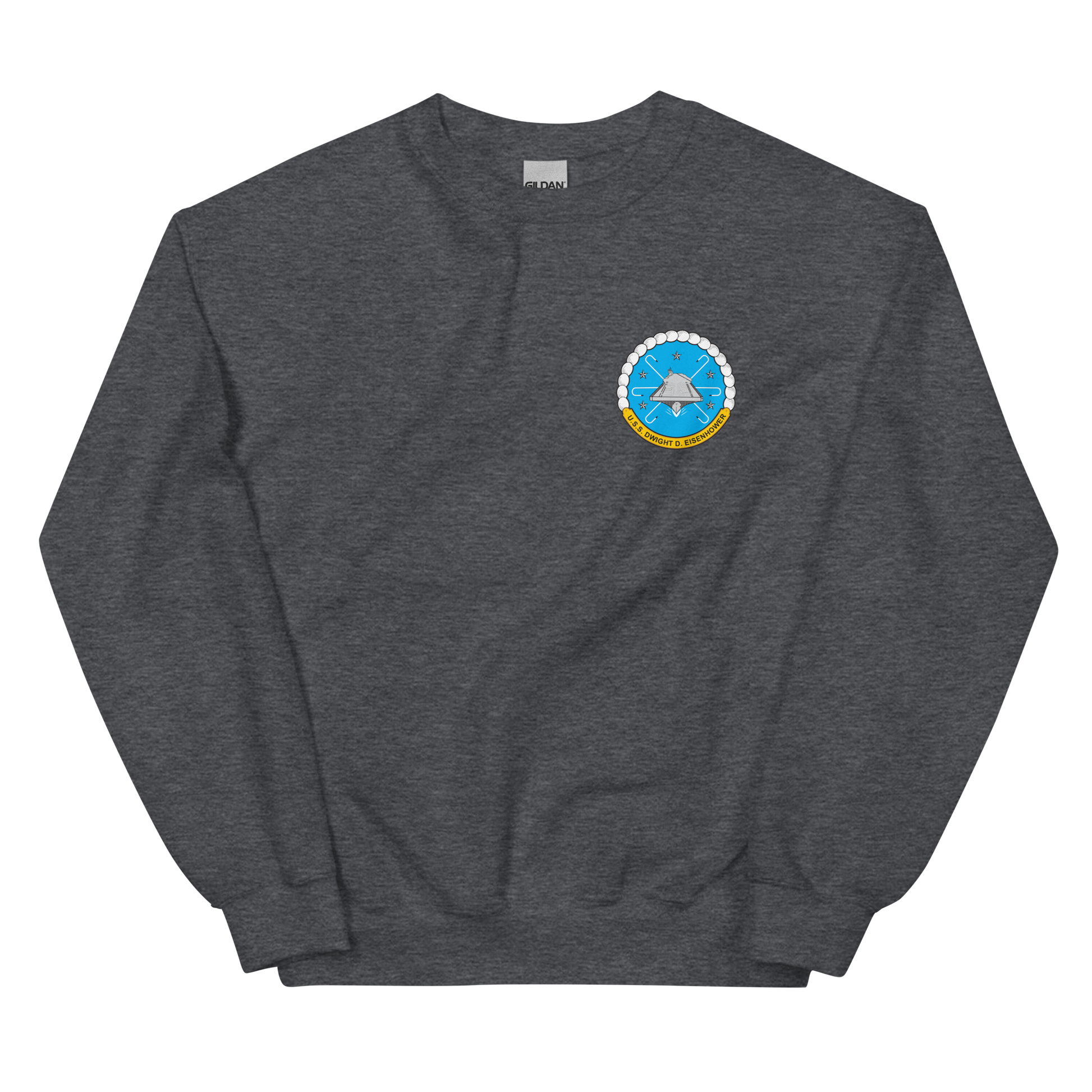 USS Dwight D. Eisenhower (CVN-69) Persian Gulf Yacht Club Sweatshirt – front view, heather