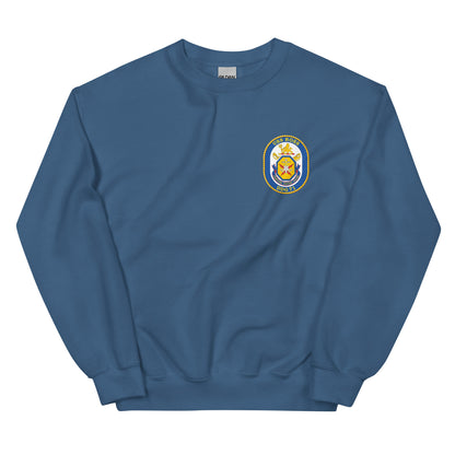 USS Ross (DDG-71) Ship's Crest Sweatshirt – front view, indigo