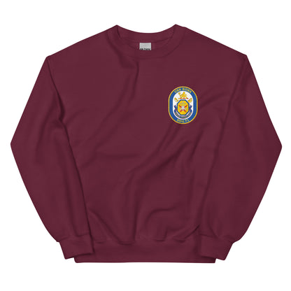 USS Ross (DDG-71) Ship's Crest Sweatshirt – front view, maroon