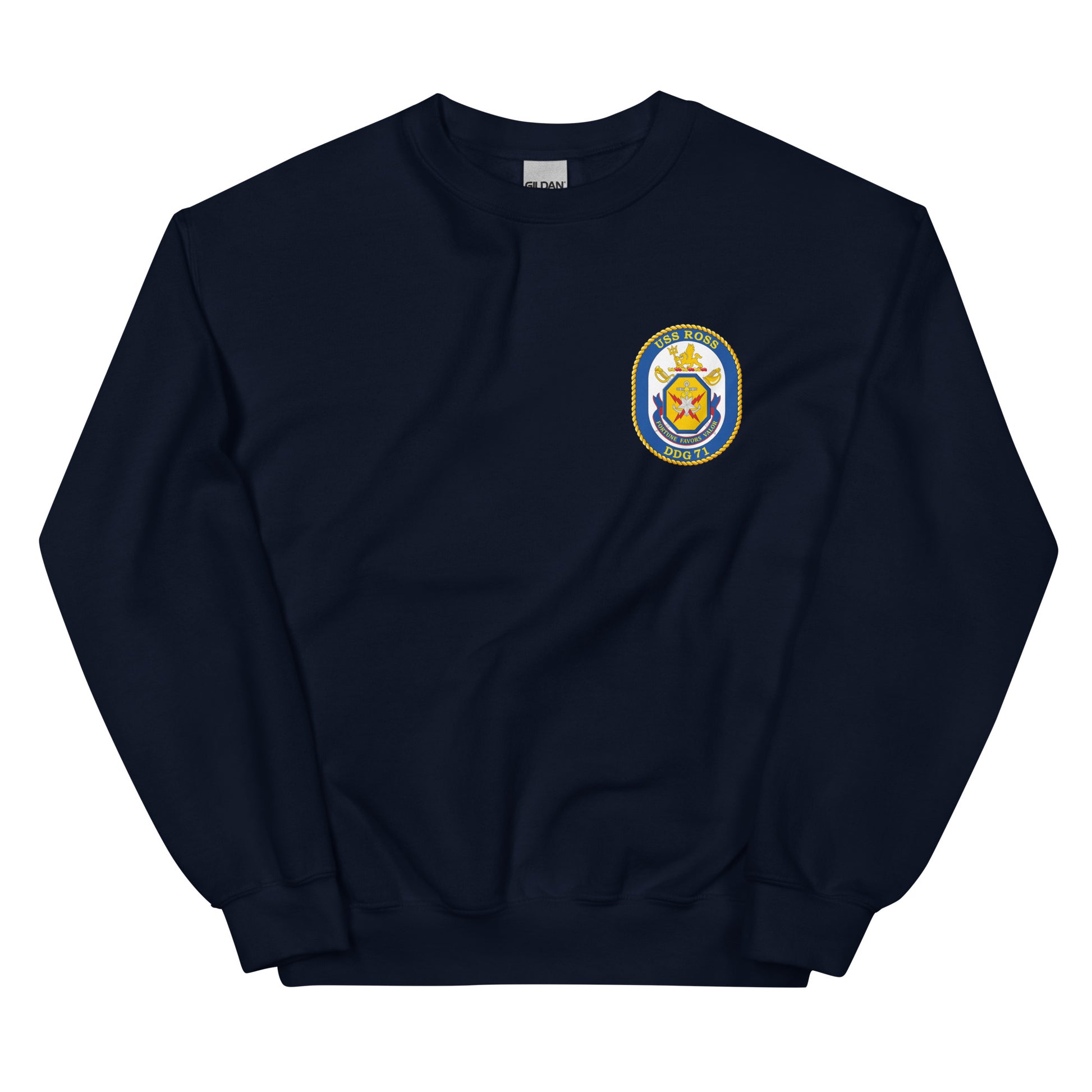 USS Ross (DDG-71) Ship's Crest Sweatshirt – front view, navy