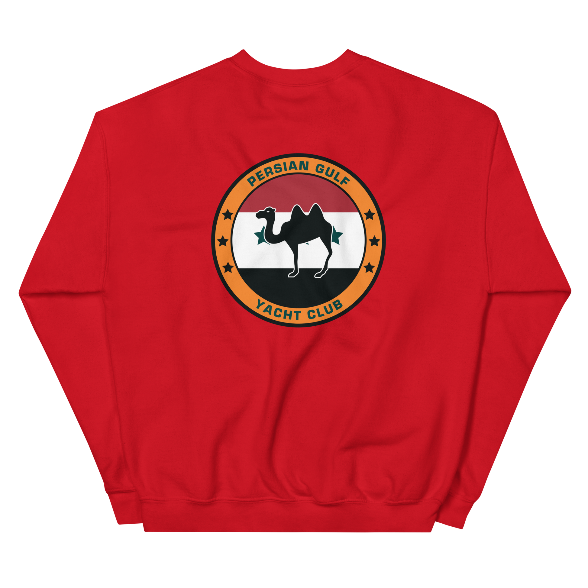 USS Dwight D. Eisenhower (CVN-69) Persian Gulf Yacht Club Sweatshirt – back view, red