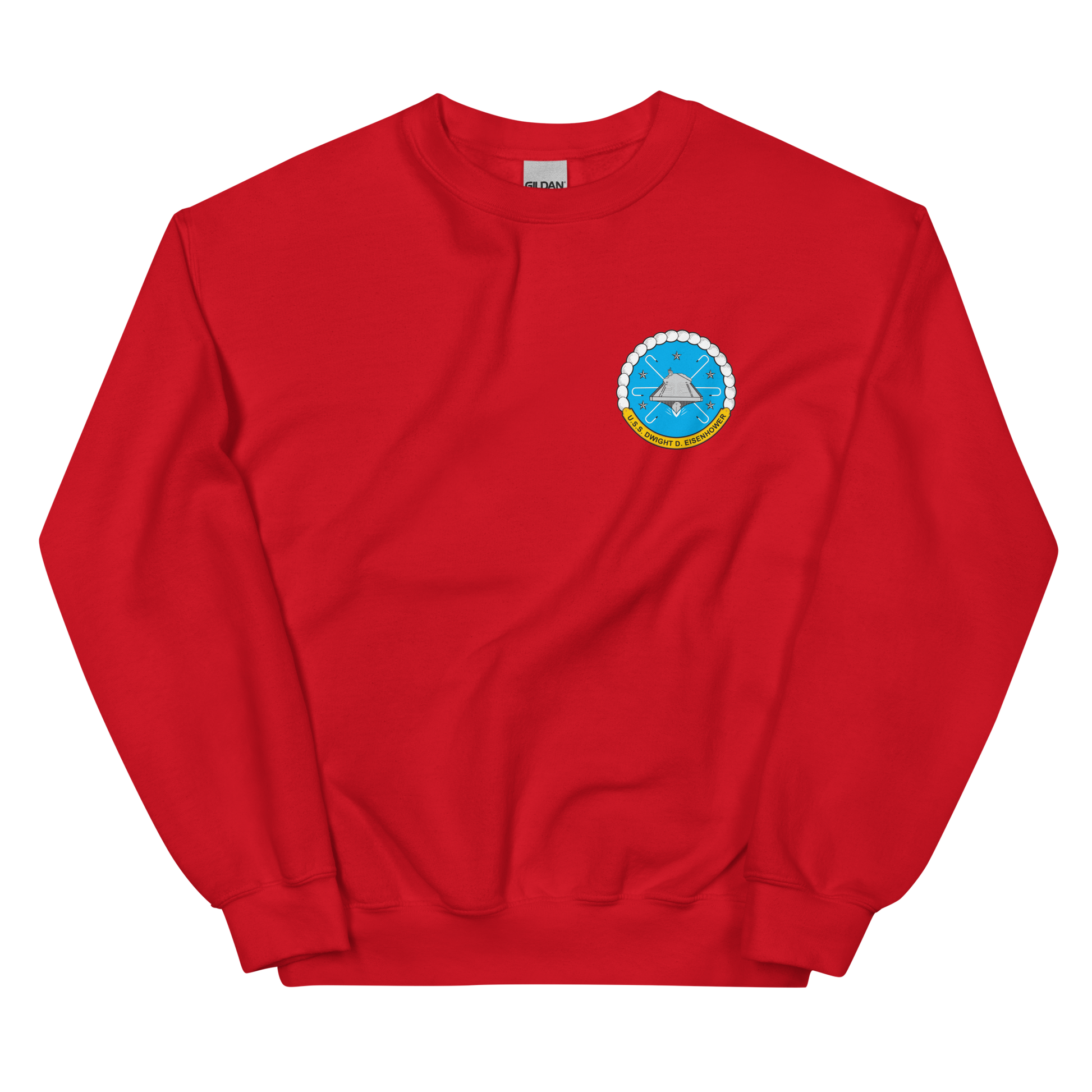 USS Dwight D. Eisenhower (CVN-69) Persian Gulf Yacht Club Sweatshirt – front view, red