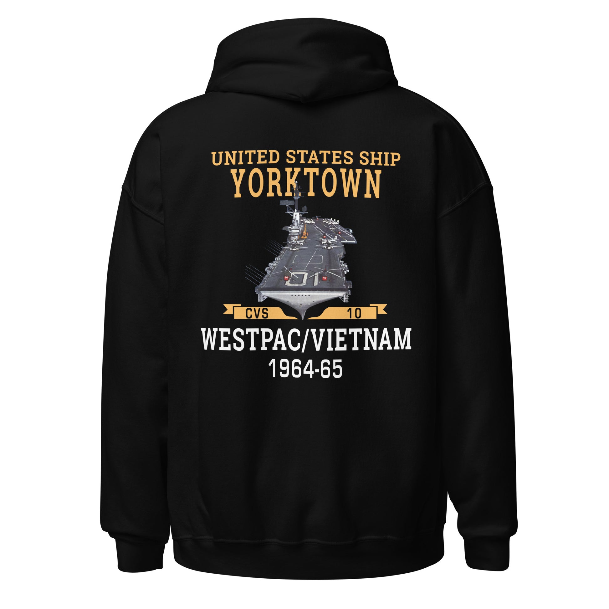 USS Yorktown (CVS-10) 1964-65 WESTPAC/VIETNAM Unisex Hoodie – back view, black