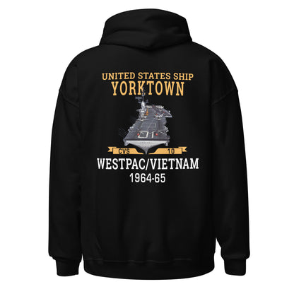 USS Yorktown (CVS-10) 1964-65 WESTPAC/VIETNAM Unisex Hoodie – back view, black