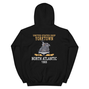 USS Yorktown (CVS-10) 1969 NORTH ATLANTIC Unisex Hoodie – back view, black