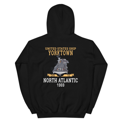 USS Yorktown (CVS-10) 1969 NORTH ATLANTIC Unisex Hoodie – back view, black