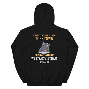USS Yorktown (CVS-10) 1967-68 WESTPAC/VIETNAM Unisex Hoodie – back view, black