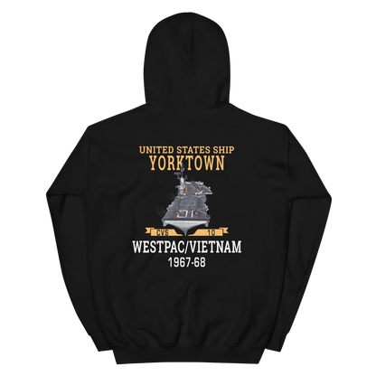 USS Yorktown (CVS-10) 1967-68 WESTPAC/VIETNAM Unisex Hoodie – back view, black