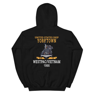 USS Yorktown (CVS-10) 1966 WESTPAC/VIETNAM Unisex Hoodie – back view, black
