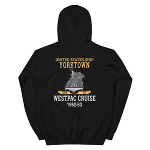 USS Yorktown (CVS-10) 1962-63 WESTPAC Unisex Hoodie – back view, black