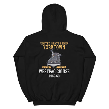 USS Yorktown (CVS-10) 1962-63 WESTPAC Unisex Hoodie – back view, black