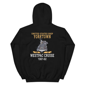 USS Yorktown (CVS-10) 1961-62 WESTPAC Unisex Hoodie – back view, black
