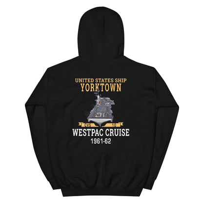 USS Yorktown (CVS-10) 1961-62 WESTPAC Unisex Hoodie – back view, black
