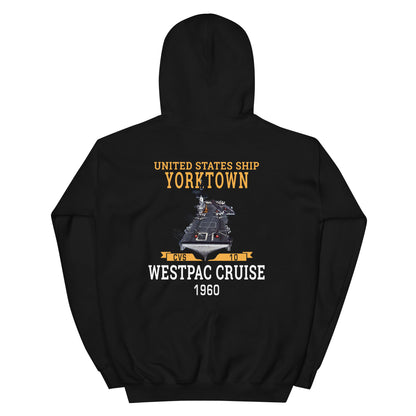 USS Yorktown (CVS-10) 1960 WESTPAC Unisex Hoodie – back view, black