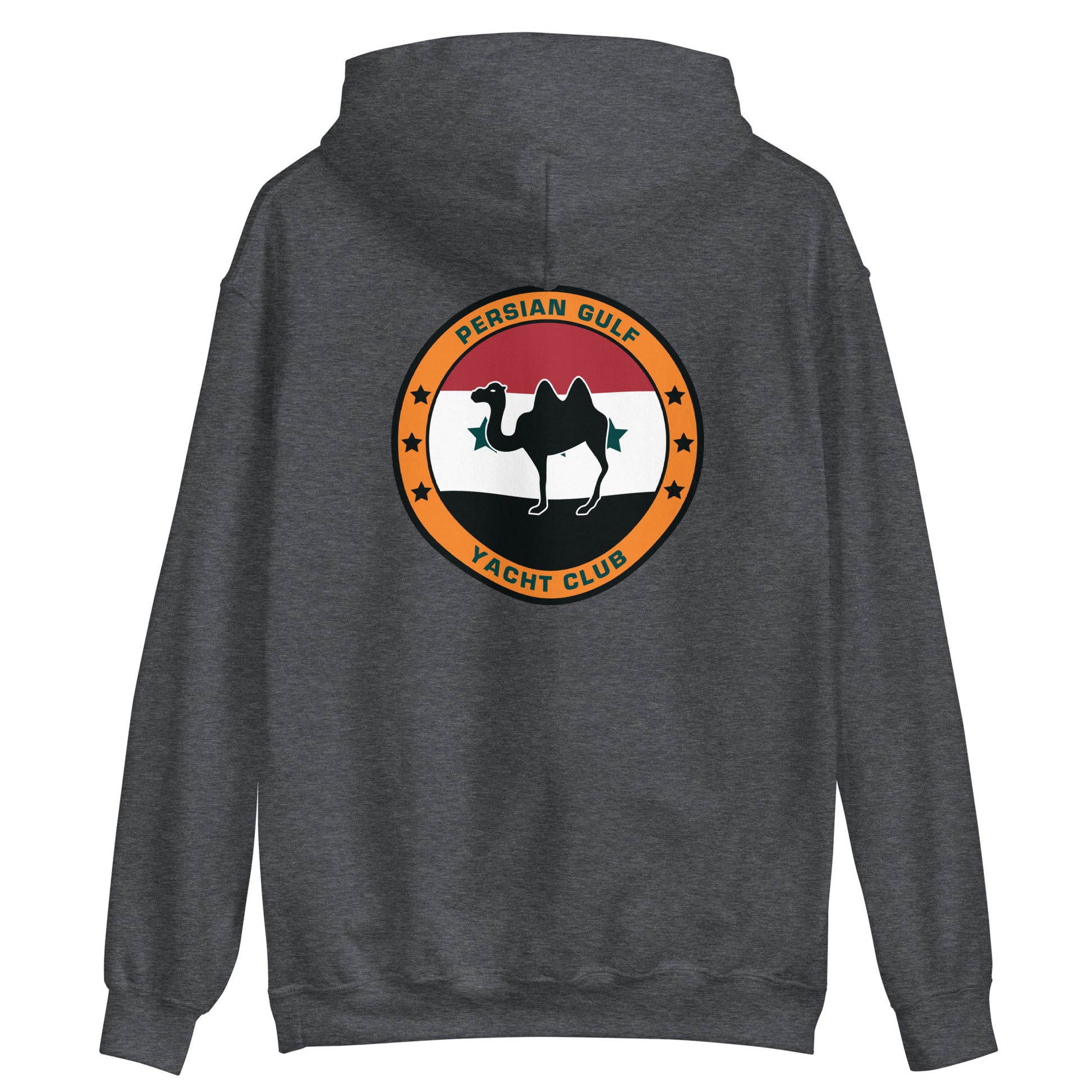 USS Dwight D. Eisenhower (CVN-69) Persian Gulf Yacht Club Hoodie – back view, heather