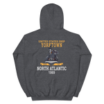 USS Yorktown (CVS-10) 1969 NORTH ATLANTIC Unisex Hoodie – back view, heather