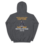 USS Yorktown (CVS-10) 1967-68 WESTPAC/VIETNAM Unisex Hoodie – back view, heather